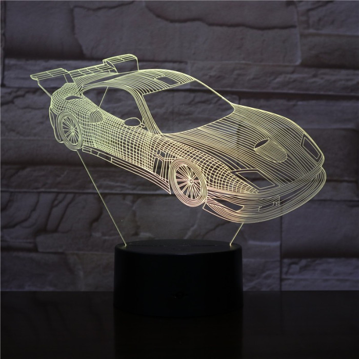 Rally Autó  7 színű 3D led lámpa