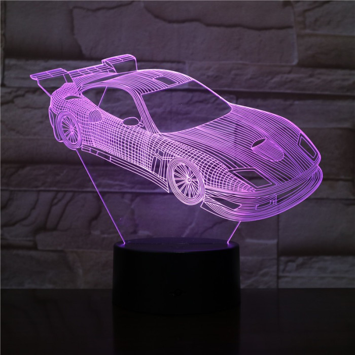 Rally Autó  7 színű 3D led lámpa