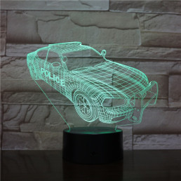 Rendőrautó  7 színű 3D led lámpa