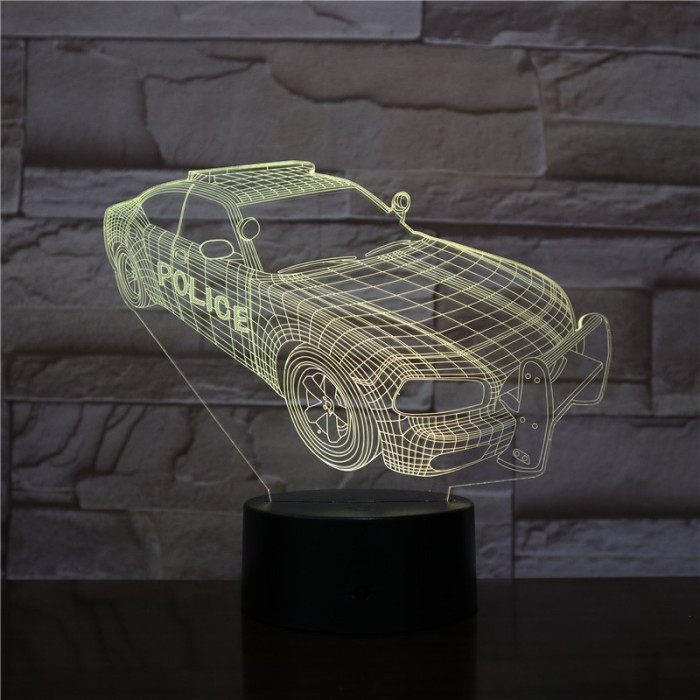 Rendőrautó  7 színű 3D led lámpa