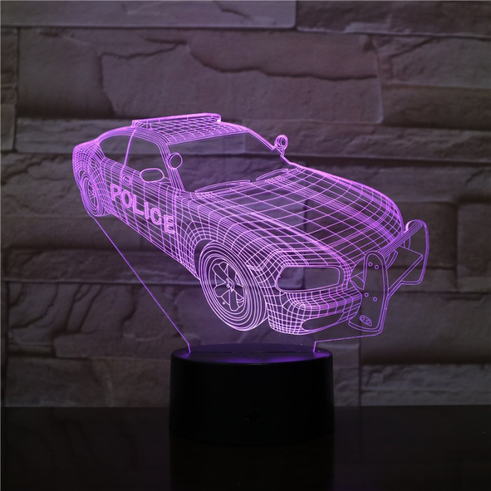 Rendőrautó  7 színű 3D led lámpa