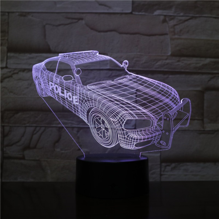 Rendőrautó  7 színű 3D led lámpa