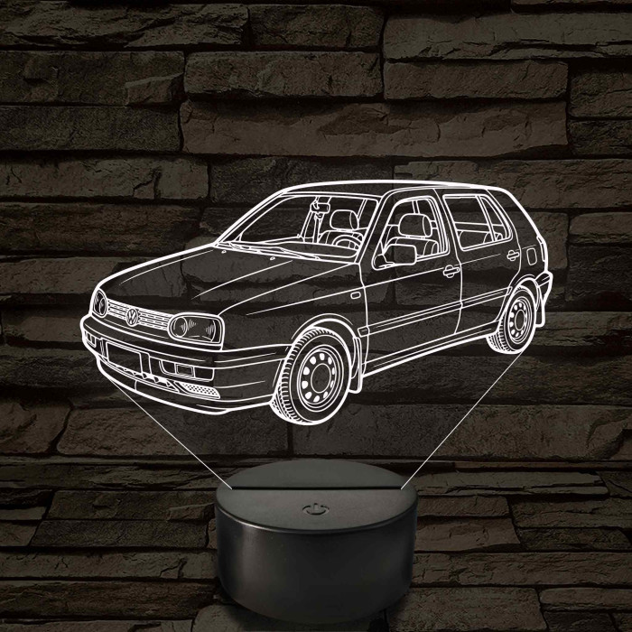 VW Golf MK3 5 ajtós - 7 színű, színváltós 3D led lámpa