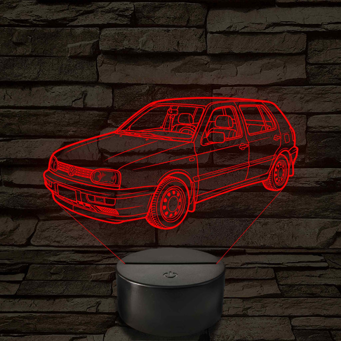 VW Golf MK3 5 ajtós - 7 színű, színváltós 3D led lámpa