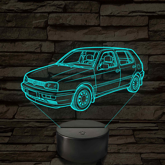 VW Golf MK3 5 ajtós - 7 színű, színváltós 3D led lámpa