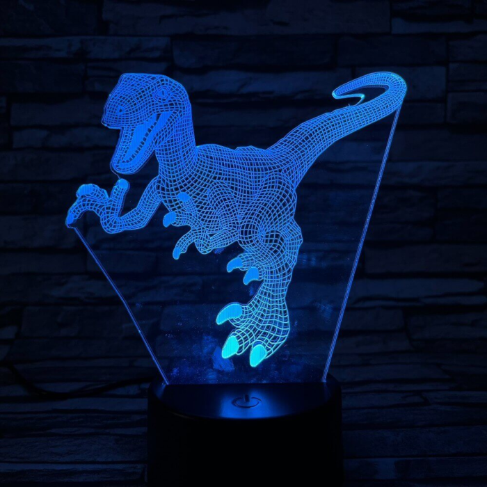 Velociraptor 7 színű 3D led lámpa