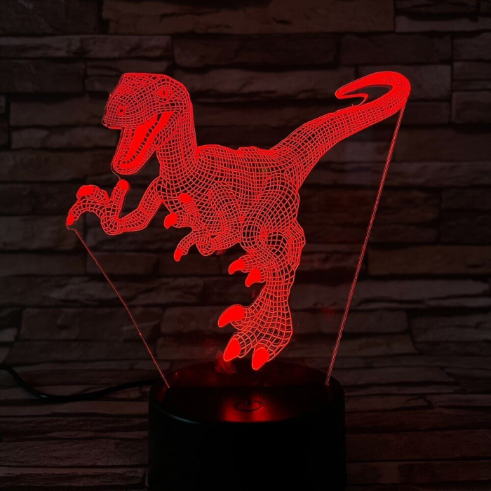 Velociraptor 7 színű 3D led lámpa