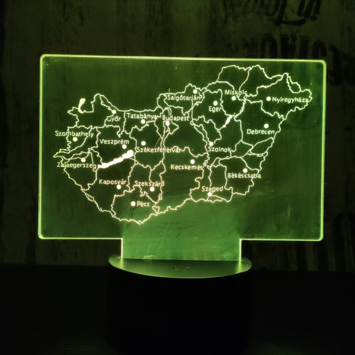 Magyarország 7 színű 3D led lámpa