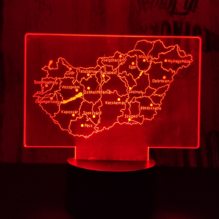 Magyarország 7 színű 3D led lámpa