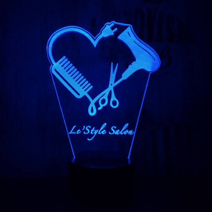 Fodrász szív 7 színű 3D led lámpa