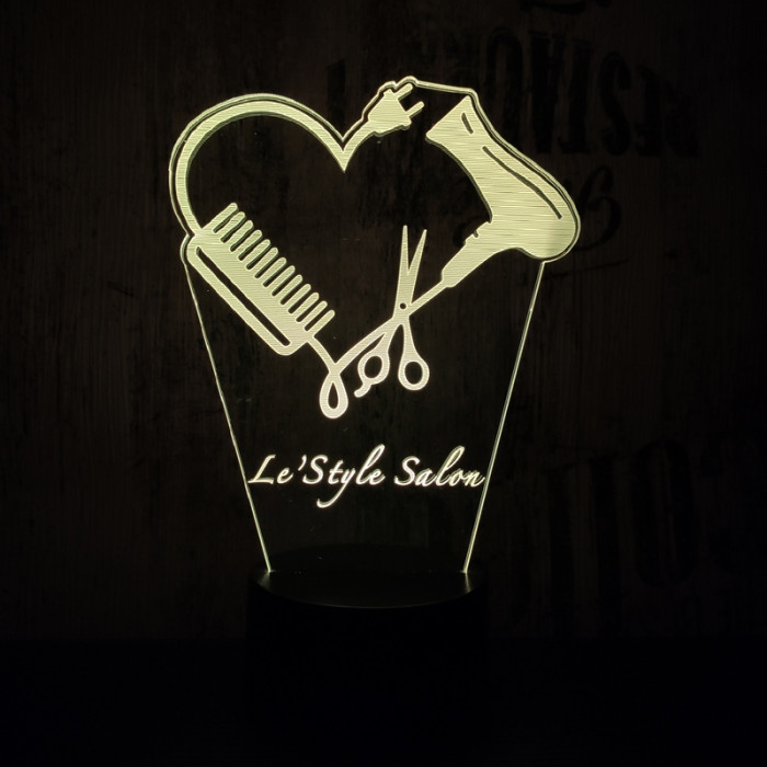 Fodrász szív 7 színű 3D led lámpa