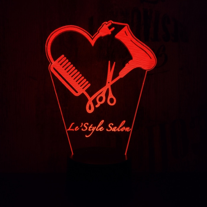 Fodrász szív 7 színű 3D led lámpa