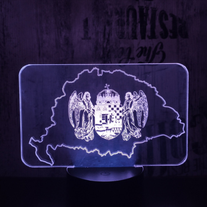 Nagy Magyarország  7 színű 3D led lámpa