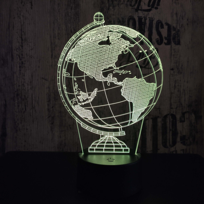 Földgömb 3D led lámpa