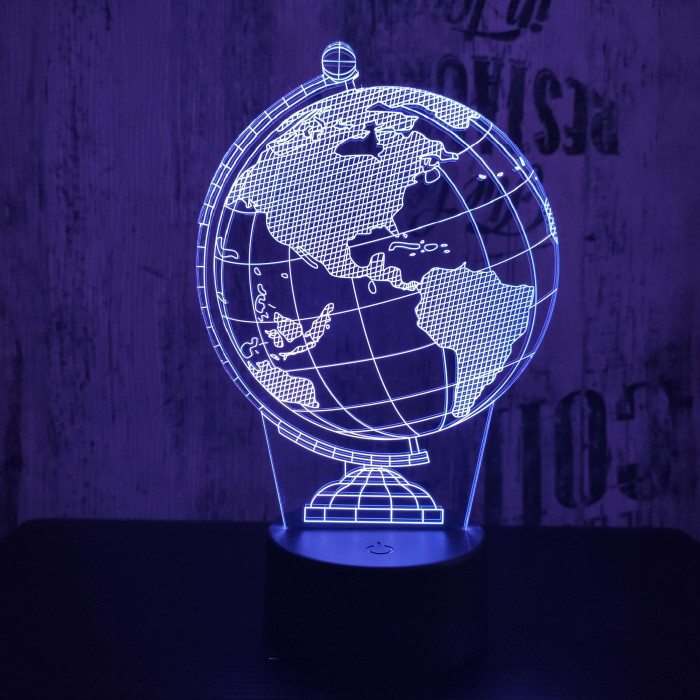 Földgömb 3D led lámpa