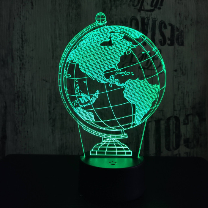 Földgömb 3D led lámpa