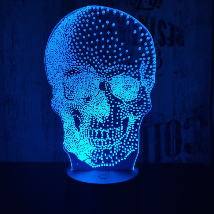 Koponya 2   7 színű 3D led lámpa
