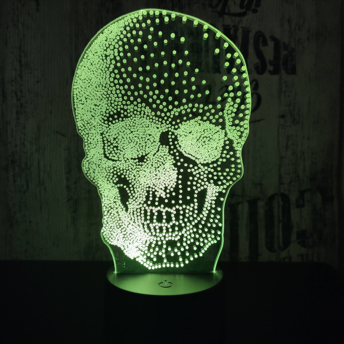 Koponya 2   7 színű 3D led lámpa