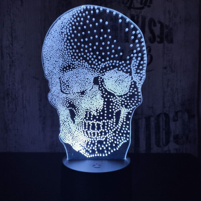 Koponya 2   7 színű 3D led lámpa
