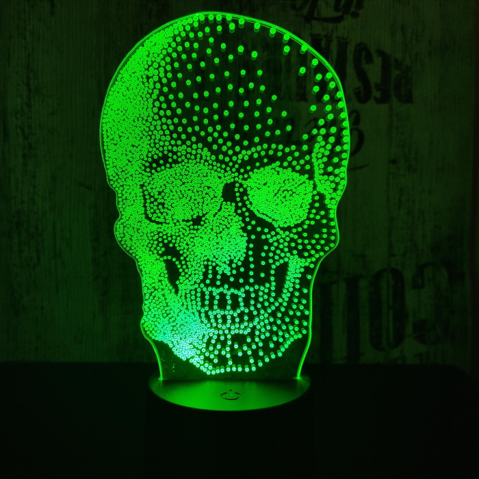 Koponya 2   7 színű 3D led lámpa