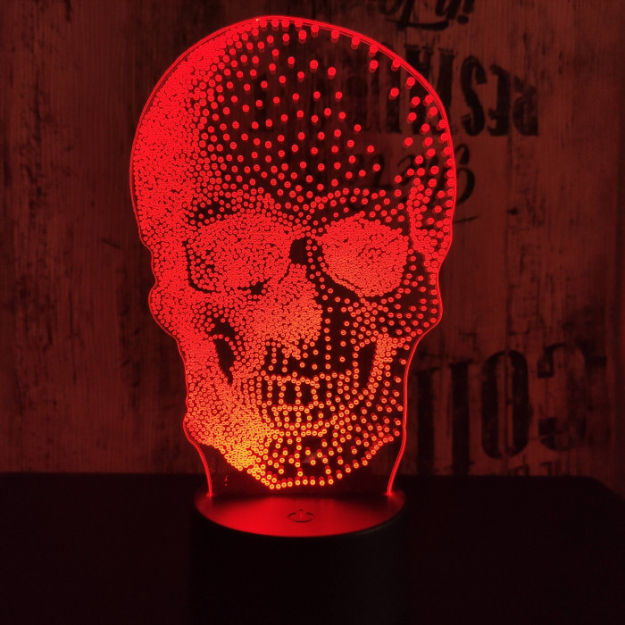 Koponya 2   7 színű 3D led lámpa