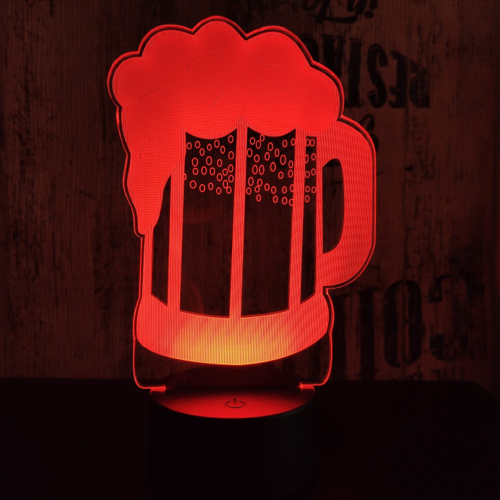 Korsó sör 7 színű 3D led lámpa