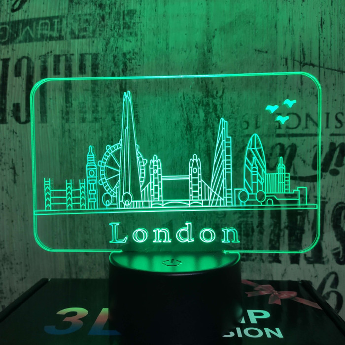 London 7 színű 3D led lámpa