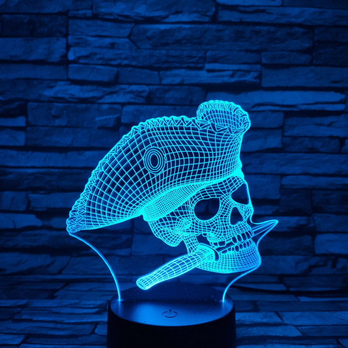 Kalózfej 7 színű 3D led lámpa