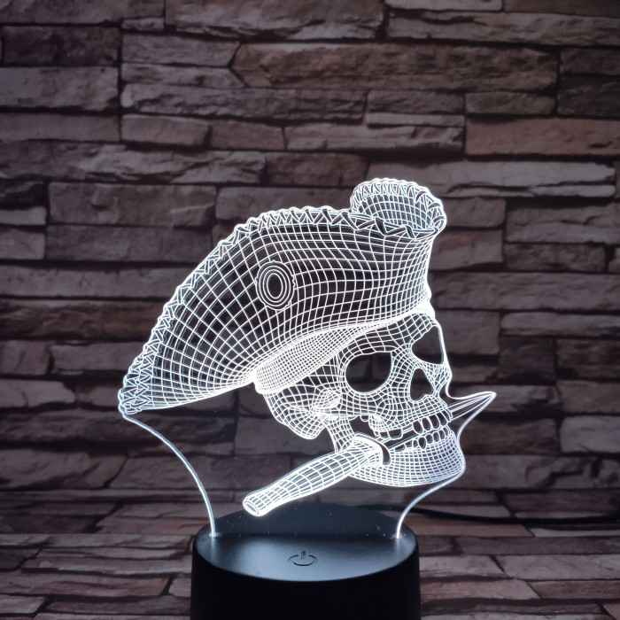 Kalózfej 7 színű 3D led lámpa