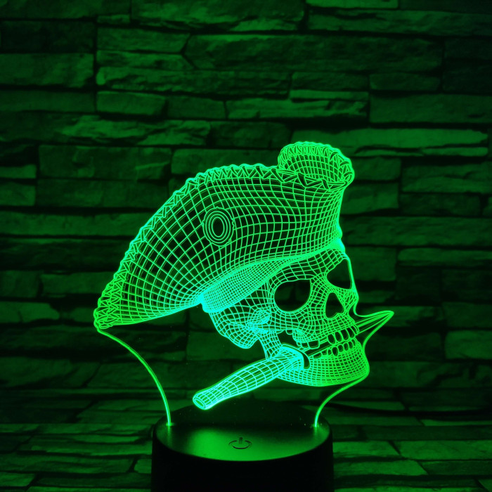 Kalózfej 7 színű 3D led lámpa