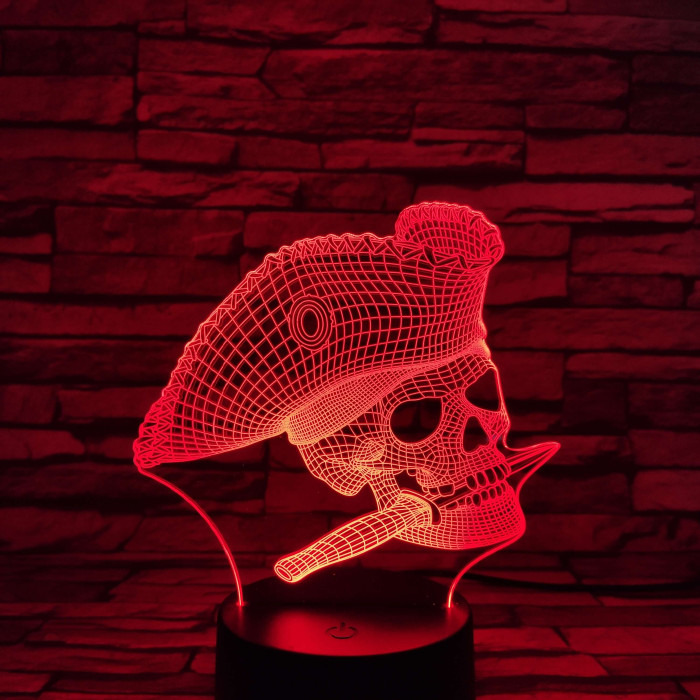 Kalózfej 7 színű 3D led lámpa