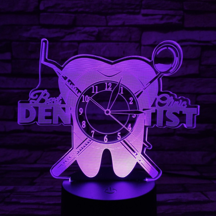 Fogorvos óra 7 színű 3D led lámpa