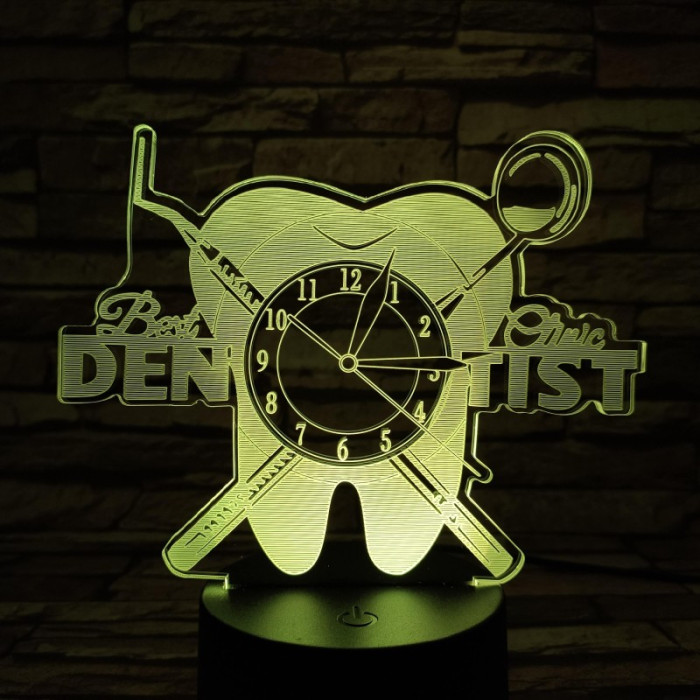 Fogorvos óra 7 színű 3D led lámpa