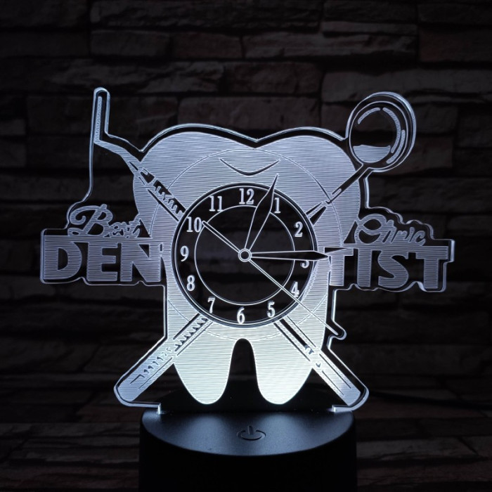 Fogorvos óra 7 színű 3D led lámpa