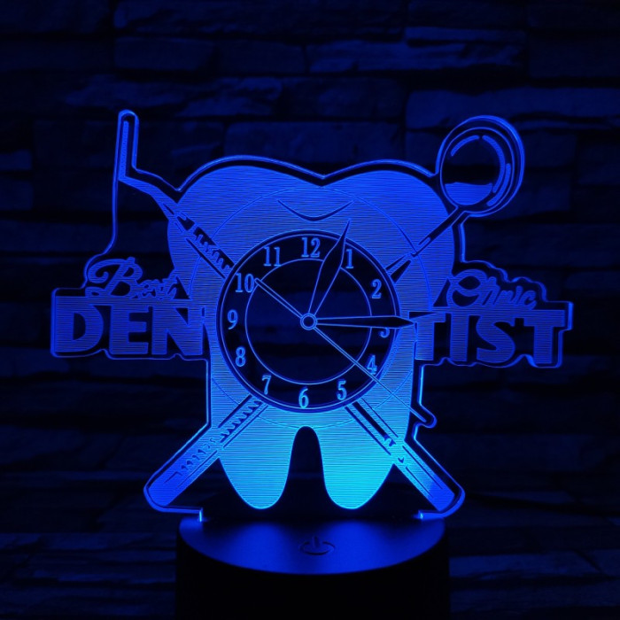 Fogorvos óra 7 színű 3D led lámpa