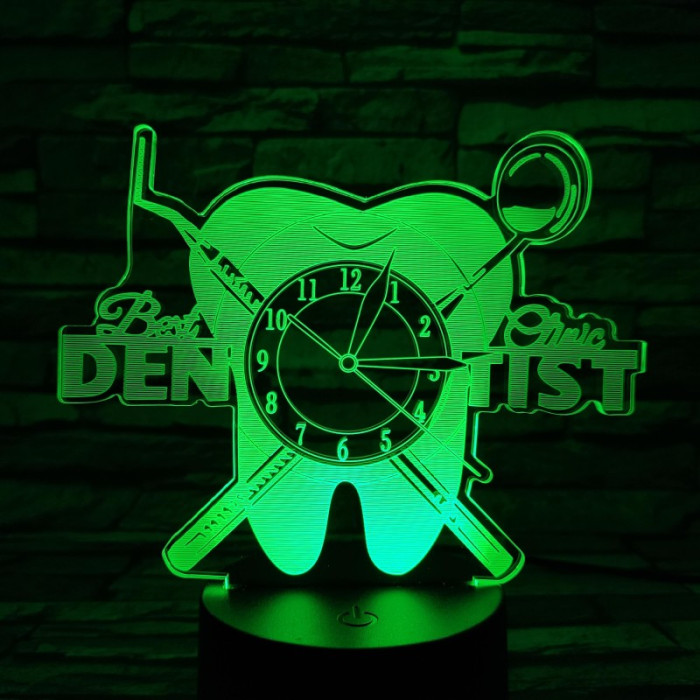 Fogorvos óra 7 színű 3D led lámpa