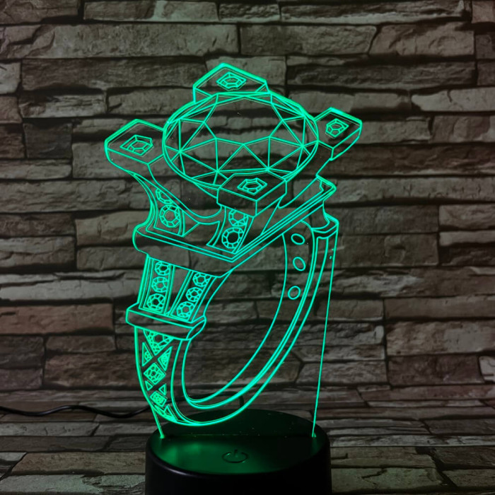 Gyűrű  köves  7 színű 3D led lámpa