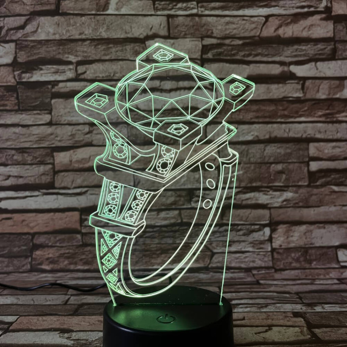 Gyűrű  köves  7 színű 3D led lámpa