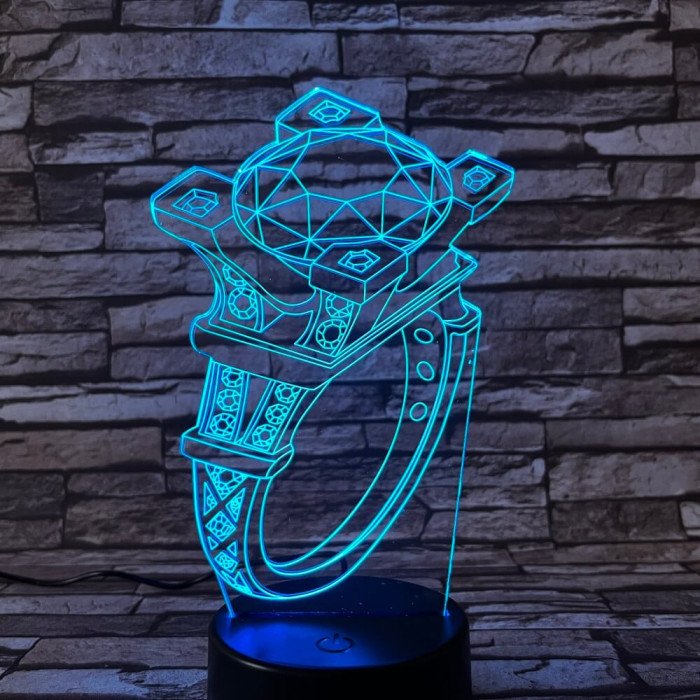 Gyűrű  köves  7 színű 3D led lámpa