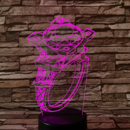 Gyűrű  köves  7 színű 3D led lámpa