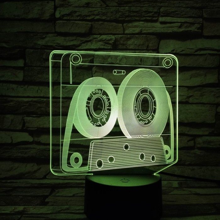 Retro szalagos kazetta 7 színű 3D led lámpa