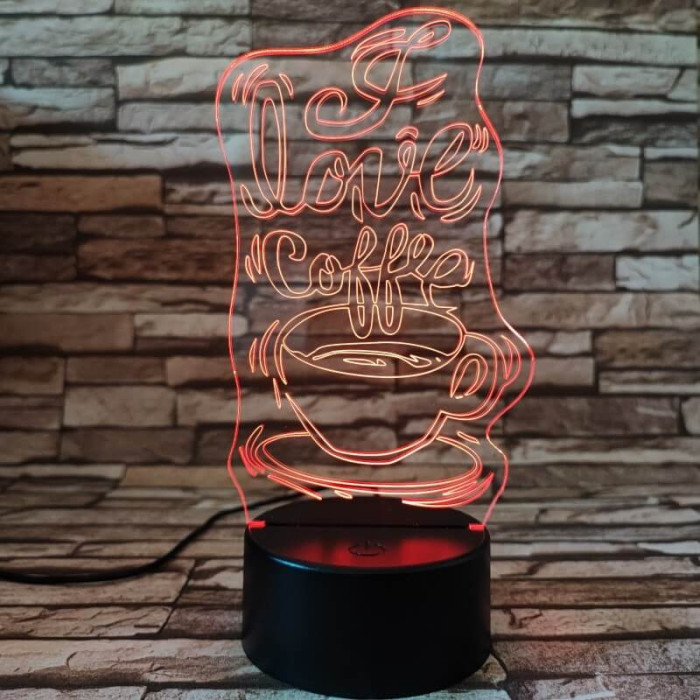 Kávé szerelem 7 színű 3D led lámpa