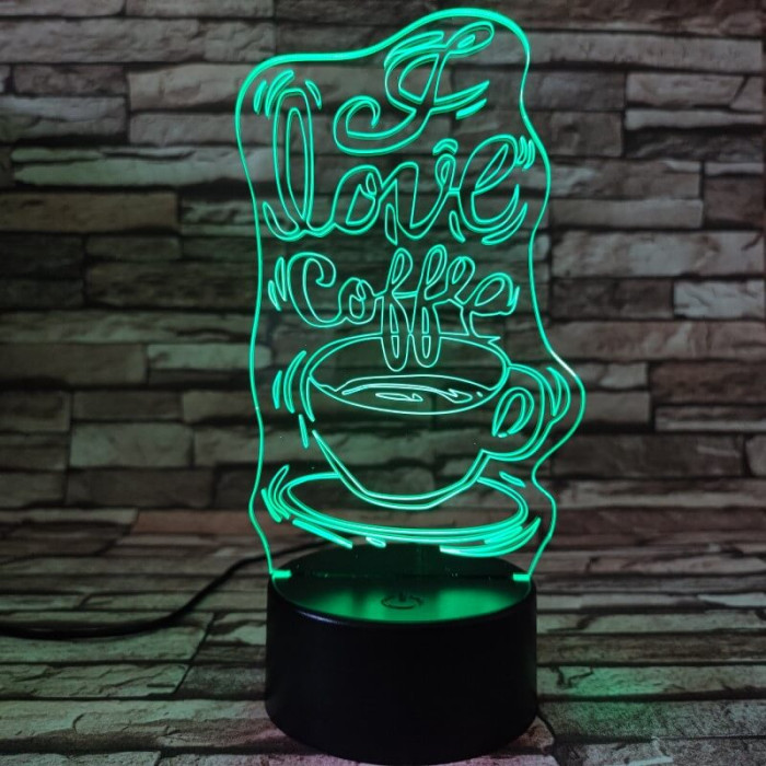 Kávé szerelem 7 színű 3D led lámpa