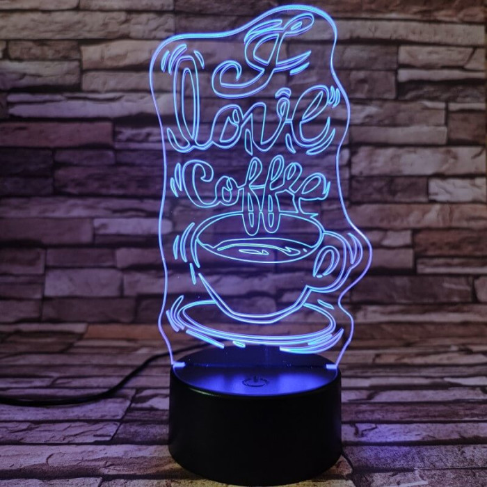 Kávé szerelem 7 színű 3D led lámpa