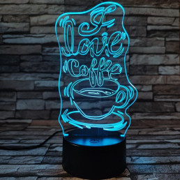 Kávé szerelem 7 színű 3D led lámpa