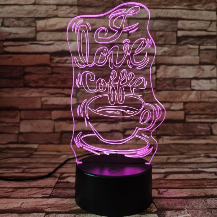 Kávé szerelem 7 színű 3D led lámpa