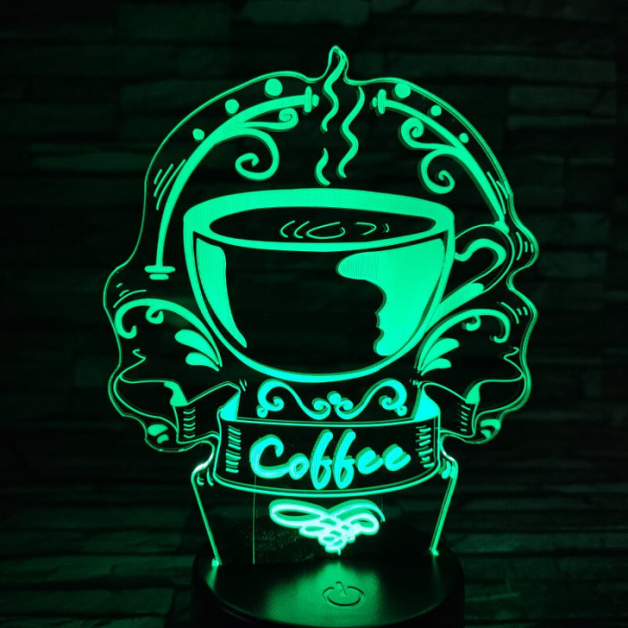 Kávé illat 7 színű 3D led lámpa
