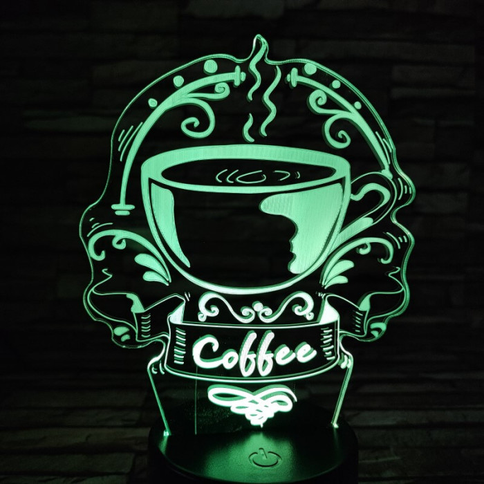 Kávé illat 7 színű 3D led lámpa