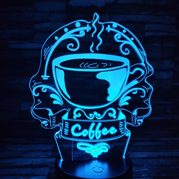 Kávé illat 7 színű 3D led lámpa