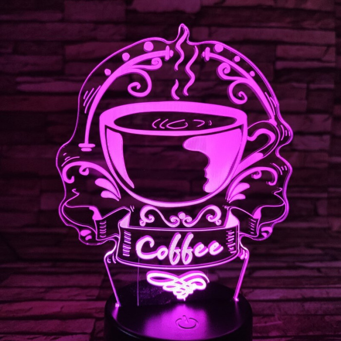 Kávé illat 7 színű 3D led lámpa